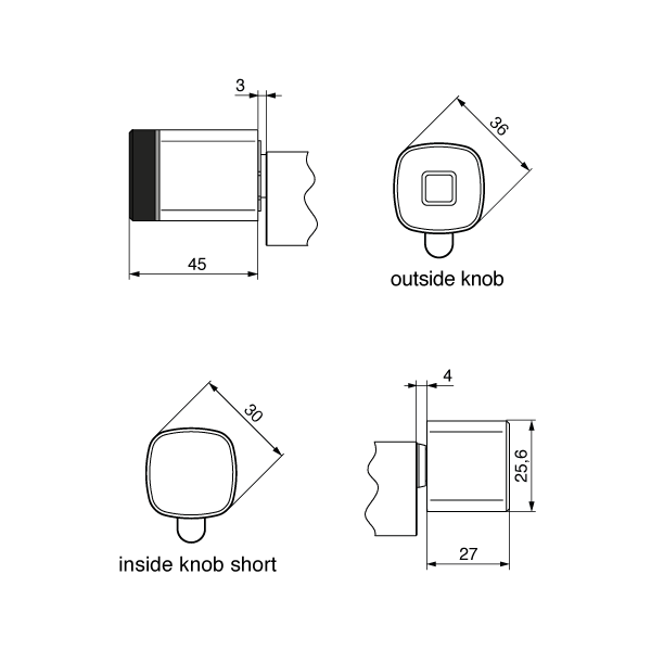 DORMAKABA evolo smart inside knob short