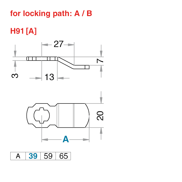 EVVA closing lever H91[A]