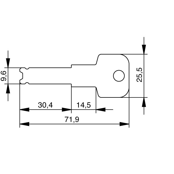 EVVA 4KS key with extended key neck