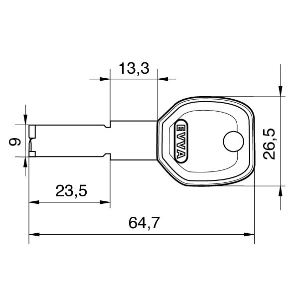 EVVA Akura44 design key dimensions