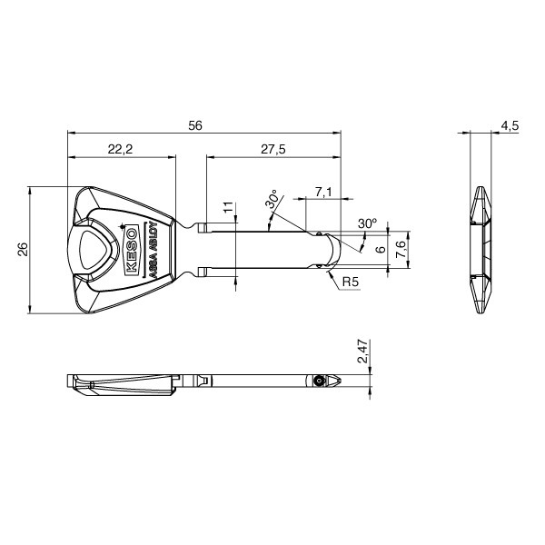 KESO 8000&Omega;&sup2; colour cap key