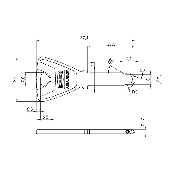 KESO 8000&Omega;&sup2; trapezoid key