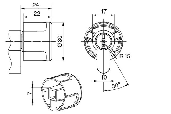 KESO 8000&Omega;&sup2; knob shape E.076