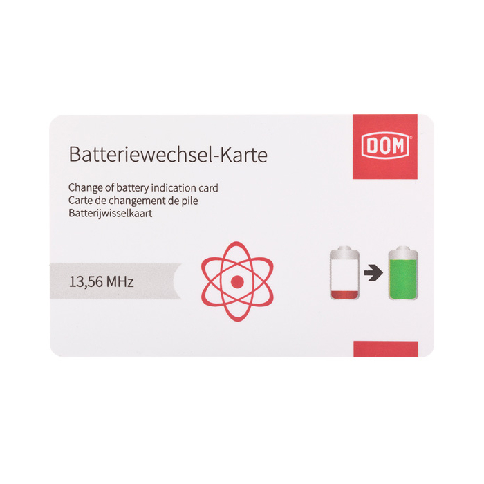 DOM ENiQ® change of battery indication card
