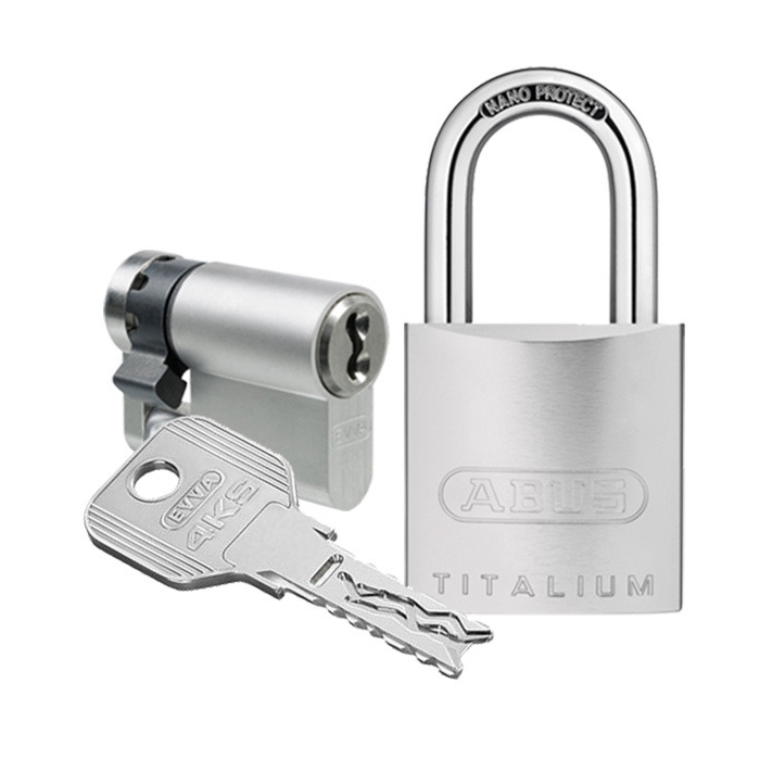 EVVA 4KS half cylinder + padlock 86TI/45