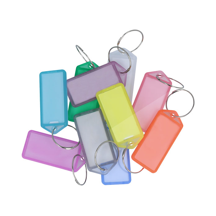 10 keychains made of transparent plastic (openable)