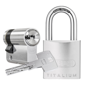DOM ix Teco® (7TE) half cylinder + ABUS padlock 86TI/45
