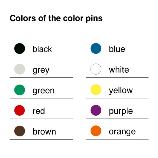 IKON coloured pins