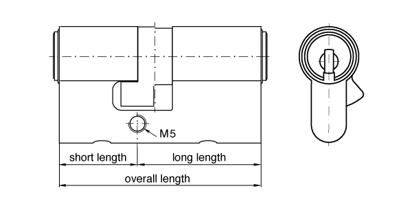 Example Asymmetrical locking cylinder